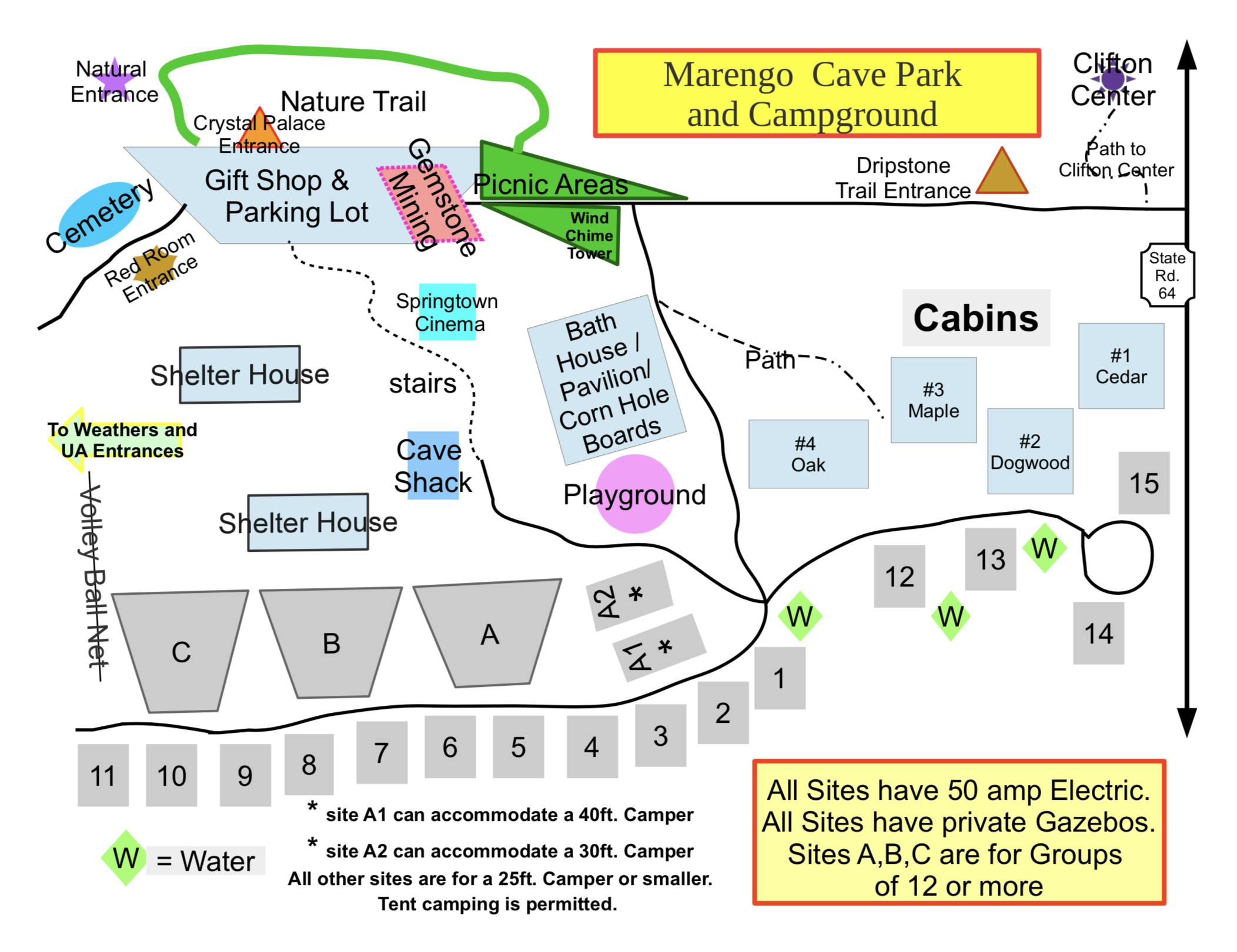 Marengo Cave Campground Map